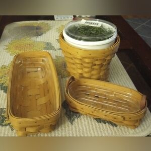 Longaberger Baskets,Tan Woven Baskets and Bins with Unique Patterns
